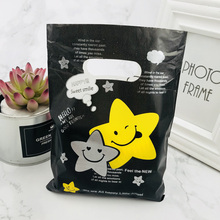 Black Yellow Five-pointed Star 15x20cm Plastic Gift Bag With Handles Jewelry Plastic Gift Handle Bags For Shops 100pcs 2024 - buy cheap