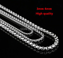 high quality 3 4mm pendant strong chain 316L stainless steel square box chains link necklaces Fashion men's boy's Jewelry gifts 2024 - buy cheap