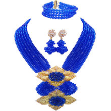 Precioso collar de cuentas de boda Africana azul nigeriano conjunto de joyería para mujer 6HLK07 2024 - compra barato