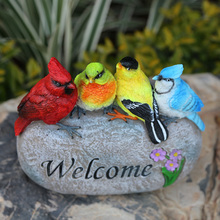 Decoración de pájaros de colores para exteriores, figuritas de resina para jardín, patio, marca de bienvenida, Villa, paisajismo, adornos de animales falsos 2024 - compra barato