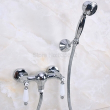 Polished Chrome Wall Mounted Bathroom Bathtub Faucet Mixer Tap w/Hand Shower tna283 2024 - buy cheap