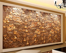 Beibehang papel de parede personalizado cabaça de cobre em relevo videira plano de fundo tv decoração de casa sala de estar quarto murais 3d 2024 - compre barato