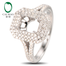 Anniverary 14K White gold Natural 0.9ct Diamond Engagement Ring Jewelry Semi Mount 5x7mm Emerald Cut Setting 2024 - buy cheap