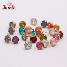 JURAN Fashion Simple Geometric Statement Rhinestones Earrings ethnic Jewelry Vintage Cute Crystal Stud Earrings Brincos 2024 - buy cheap