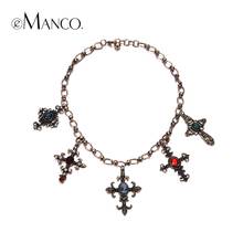 Vintage Copper Cross with Resin Pendant Necklaces for Women Glass Ancient Gold Necklace Punk Fashion Jewelry NL15436 2024 - buy cheap