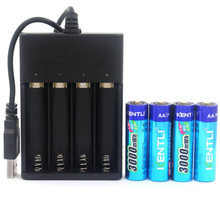 KENTLI 4pcs 1.5v 3000mWh Li-polymer li-ion polymer lithium rechargeable AA battery + 4 slots Ports USB smart Charger 2024 - buy cheap