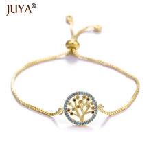 Friendship Bracelet Women Tree of Life Charm Bracelets Copper Inlay Zirconia Rhinestone Adjustable Gold  Rose Gold Chain 2024 - buy cheap