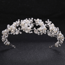 Crystal Pearl Flower Bride Headbands Women Silver Color Princess Wedding Hair Jewelry Tiara Hairbands Hair Accessories Crown 2024 - buy cheap