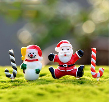 Santa Claus Snowman crutch ChristmasDecoration miniature Figurine fairy garden ornament statue love resin craft Kids toy TNS036 2024 - buy cheap