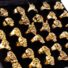 Wholesale 20pcs ring set mixed batch men's and women's gold retro skull punk style knight zinc alloy jewelry 2024 - buy cheap