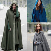 Womens Long Trench Cape Hooded Wool Blend Coat Sleeveless Winter Fashion Ladies Cardigan 2024 - buy cheap
