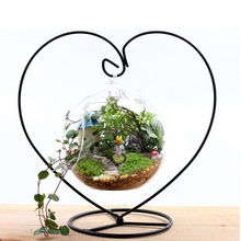1 шт. металлический Железный свадебный подсвечник в форме сердца стеклянный шар фонарь Подвесная подставка 2024 - купить недорого