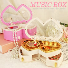 Double Heart For Alice Music Box Classical Hand Cranked Dancing Girl Ballerina Jewel Case Wedding Gift 1 Piece Free Shipping 2024 - buy cheap