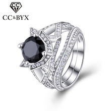 CC Jewelry-anillo de compromiso de boda para mujer, sortija doble de diseño de lujo, Color oro blanco, CC1206 2024 - compra barato