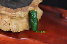 Elaborate Chinese hand-carved green jade cicada Necklace Amulet Pendant 2024 - buy cheap