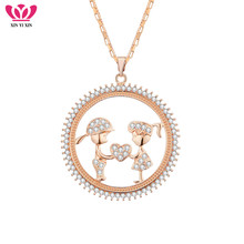 Round Boys and Girls Couple Pendant Necklaces Jewelry For Women Fashion Gold Round Crystal Multi Layers Necklace Long Accessory 2024 - buy cheap