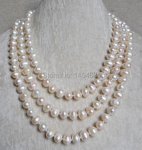 Collar de perlas de agua dulce, joyería de perlas de 60 pulgadas, 9x11mm, Color blanco, tamaño enorme, largo, auténtico, envío gratis 2024 - compra barato