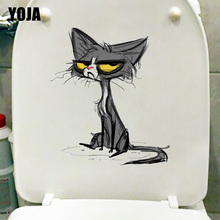 YOJA 18,9*22,5 см Angry Cat забавные настенные Декорации для комнаты наклейки для унитаза наклейки на сиденья T1-0152 2024 - купить недорого