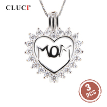 CLUCI 3pcs 925 Sterling Silver Pendant Dazzling Heart Shaped Women Silver 925 Cubic Zircon Jewelry Mothers' Day Gift SC256SB 2024 - buy cheap