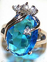 Wholesale FREE SHIPP >sky blue crystal Ring Size:7 8 9 2024 - buy cheap