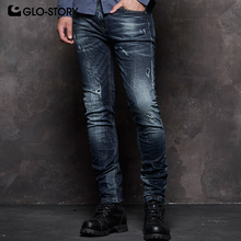 GLO-STORY High Quality Streetwear Men's Casual Ripped Hole Jeans Male Trousers Denim Pencil Pants For Men 2018 Fall MNK-7695 2024 - buy cheap