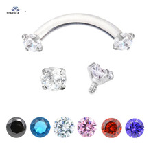 1pc 16G Curved Barbell Eyebrow Piercing Labret 1.2x8mm Belly Ring White Nose Ear Piercing Helix Piercing Tragus Pircing Jewelry 2024 - buy cheap