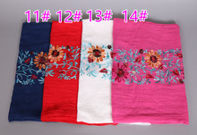 Ladies popular floral embroidered design fashion scarf / shawls muslim autumn soft wrap hijab Muffler pashmina 20pcs/lot 2024 - buy cheap