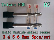 3.0*4.0*5.0*6.0*8.0mm 5pcs/set  Taiwan HDK  Solid Carbide spiral reamer Chucking Reamer Precision H7 +0.005-0.012mm 2024 - buy cheap