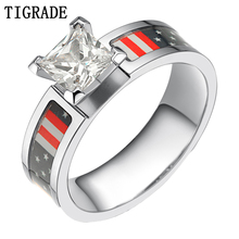 TIGRADE White Cubic Zirconia Titanium Ring Women Red National Flag Inlay Female Wedding Bands Eternity Promise Engagement Rings 2024 - buy cheap