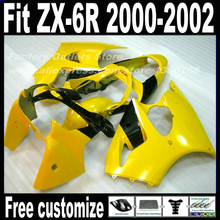 Горячая продажа ABS обтекатель комплект для Kawasaki ZX-6R обтекатели 2000 2001 2002 желтый черный ниндзя 636 ZX-6R 00 01 02 FA35 2024 - купить недорого