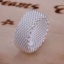 Кольцо из стерлингового серебра 925 пробы, модное женское и мужское кольцо в сетку, подарочное серебряное кольцо на палец, новинка 2016 2024 - купить недорого