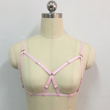 Lencería sexy de color rosa pálido, arnés para el cuerpo que se puede ajustar, pastel, gótico, Cosplay, bondage, arnés, arnés, jaula, sujetador 2024 - compra barato