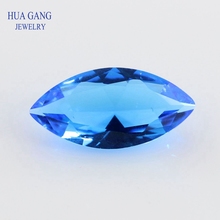 Sea Blue Marquise Shape Princess Cut Loose Glass Beads Synthetic Gems For Jewelry Size 1.5x3~10x20mm Free Shipping 2024 - buy cheap