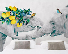 Beibehang-papel tapiz 3d personalizado para sala de estar, Fondo de sofá, pared, pequeño, fresco, pintado a mano, flores de elefante, papel tapiz 3d 2024 - compra barato