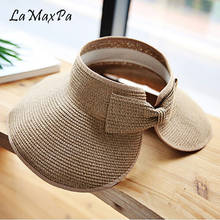 LaMaxPa New Women Summer Visors Hat Foldable Sun Hat Wide Large Brim Beach Hats Straw Hat chapeau femme Beach UV Protection Cap 2024 - купить недорого