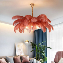 Feather Chandelier Bedroom Nordic Living Room Lamp Dining Room Chandelier Creative Light Luxury All Copper Ostrich Feather Lamp 2024 - buy cheap