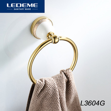 LEDEME Towel Rings Bathroom Towel Ring Brushed Towel Holder Towel Rack Ceramic Base Wall Mounted Bathroom Accessories L3604G 2024 - buy cheap