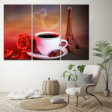 Wall Art Restaurant Home Decor Canvas Framework Painting 3 Pieces HD Prints Coffee Cup Poster Coffee shop creative wall painting 2024 - buy cheap