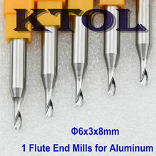 6*3*8mm 1 Flauta Metal Duro Fresas CNC de Corte Bits para Alumínio Liga New Mini CNC Moinho Router Cortador de Bits de Ferramentas De Alumínio 2024 - compre barato