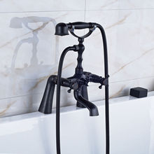 Bathtub Faucets Oil Rubbed Bronze Deck Mount Bathroom Shower Mixer Tap Dual Handles Swivel Tub Spout With Hand Shower Head 2024 - buy cheap