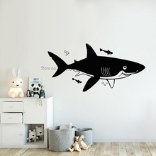 Наклейки на стену в виде акулы для детской комнаты, виниловые настенные Стикеры, домашний декор, обои, милое украшение на стену, съемные морские животные, LC919 2024 - купить недорого