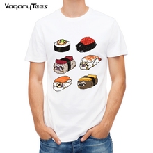VagaryTees divertido creativo Frenchie perro/gato/perezoso Sushi diseño camiseta de moda alimentación Animal camiseta para hombre estampada Hipster Tops Tee 2024 - compra barato
