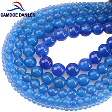 Natural Stone Blue Agates Chalcedony Round Beads 4 6 8 10 12MM Diy Necklace Bracelet Earrings For Jewelry Making Jewelry 2024 - buy cheap