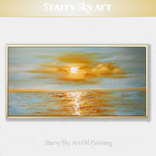 Pintura al óleo abstracta para arte de pared, pintura al óleo de paisaje y olas del mar, pintada a mano 2024 - compra barato