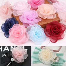 10Pcs/Lot DIY 4CM Headdress Burned Edges Lace Patch Applique Snow Yarn Rose Flower Stereo Hand Hairpin Fabric Accessories 2024 - buy cheap