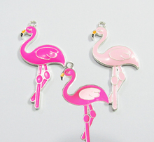 Newest  54mm*32mm   10pcs/bag  Enamel Flamingo Pendants For Fashion  Chunky Kids Necklace 2024 - buy cheap