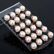 12Pairs/lot Fashion Women 8MM Pearl Beads Stud Earrings Promotion Alloy Candy Color Small Ear Stud Earrings Jewelry Wholesale 2024 - buy cheap
