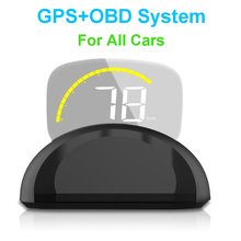 GPS Speedometer + OBD2 HUD Head Up Display Windshield Project Fuel Consumption MPH KM/H Speed Warning Clear Fault Code Tool 2024 - buy cheap