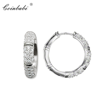 Pendientes de aro de bambú para mujer, regalo de moda para mujer, pendiente de alta calidad, estilo europeo 925, circón plateado esterlina, joyería 2024 - compra barato