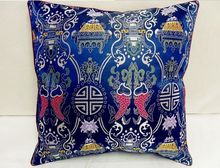 New Design Chinese Silk Solid Color Brocade Double Fish Cute blue Cushion cover 2024 - buy cheap